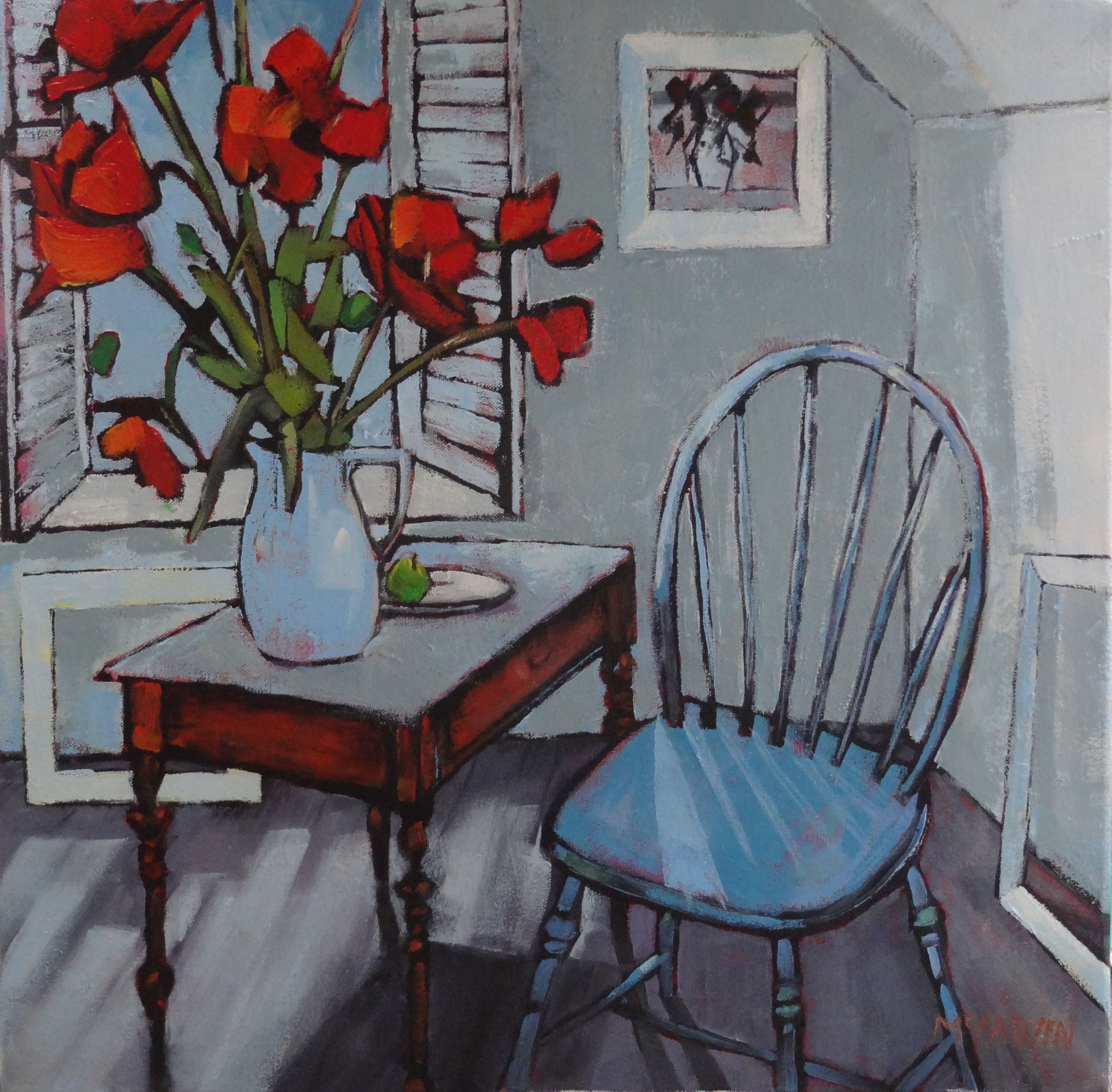 Blue Chair and Poppies in the Studio LEXMUTT085