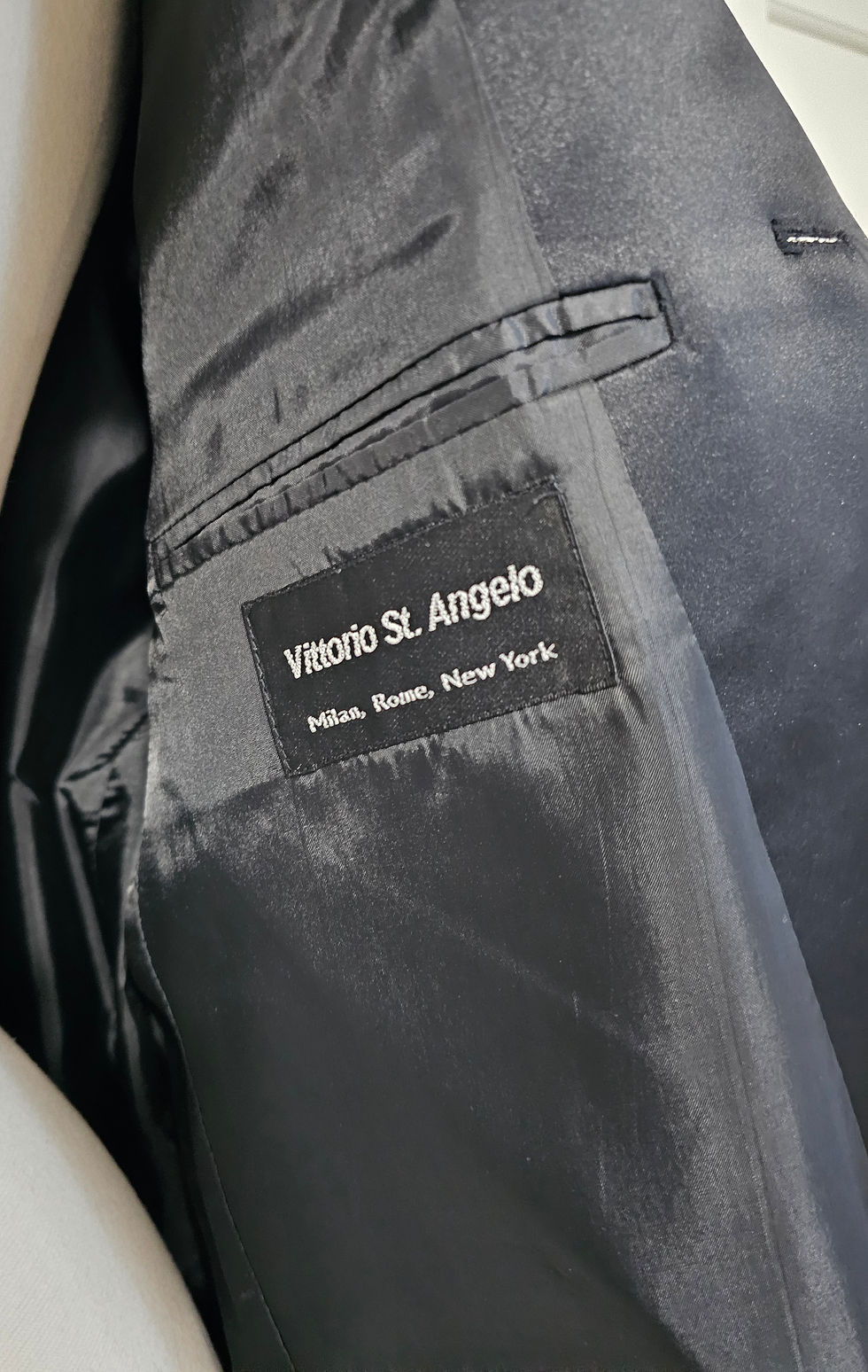 Thumbnail: Inside jacket view with "Vittorio St. Angelo" Milan, Rome, New York label.