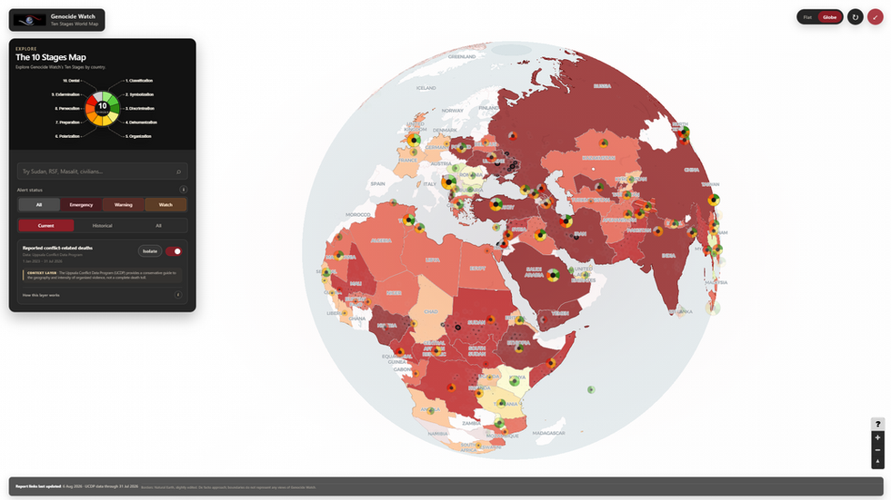 genocide watch reports, mapped out