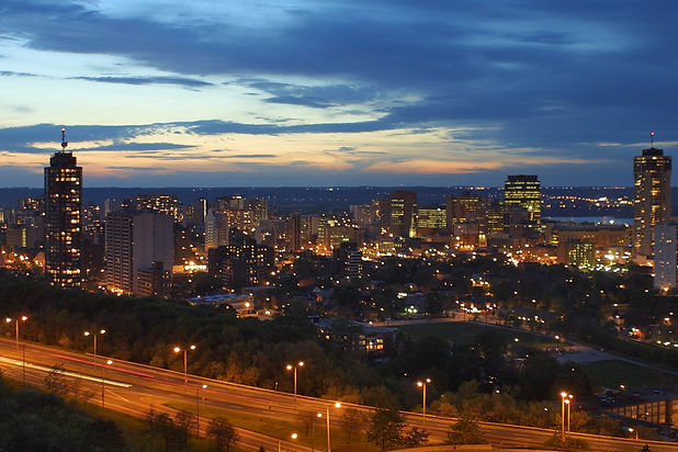 Hamilton cityscape sunset at dusk.TIF