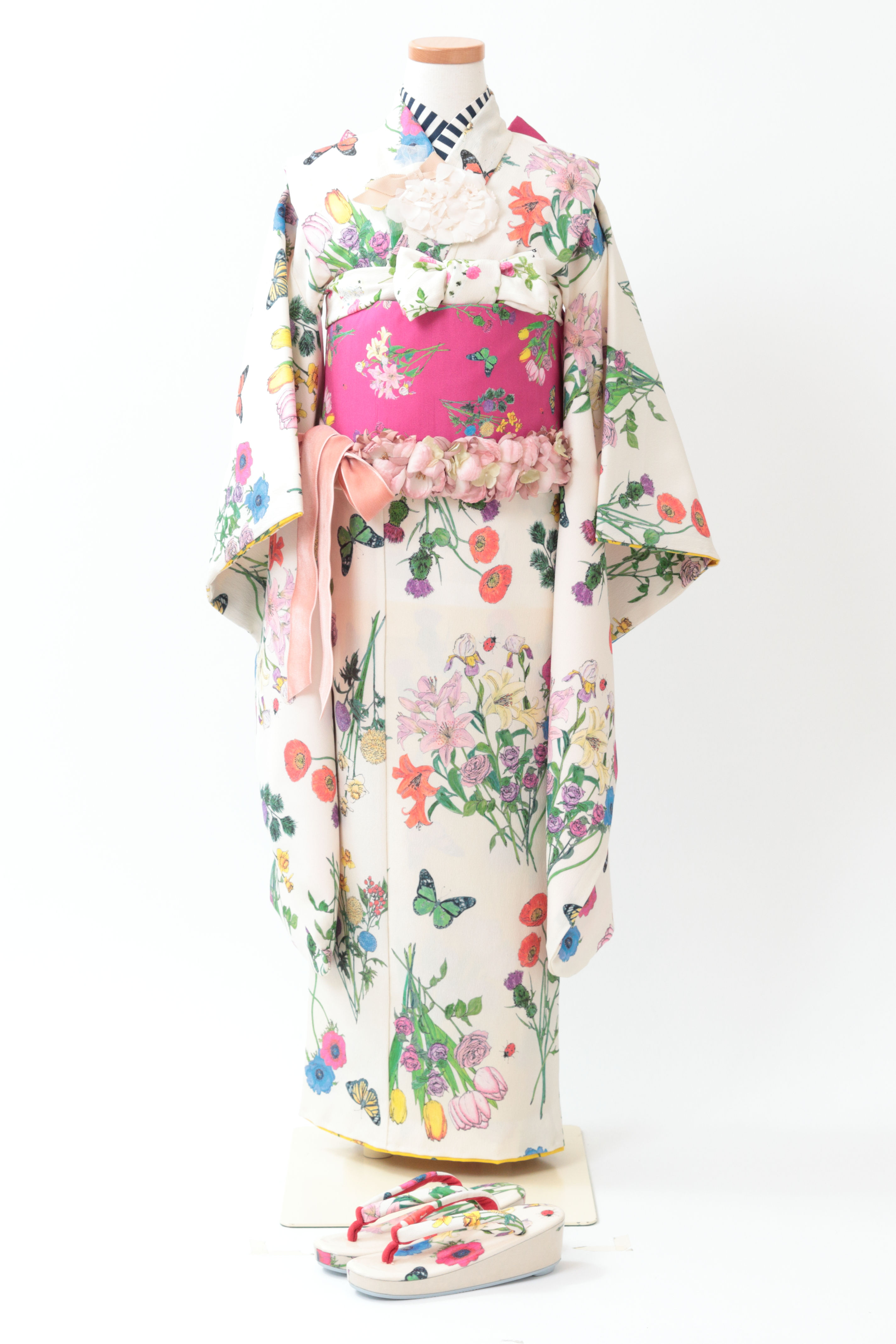 子供着物7歳用セット（四つ身&帯）Garden