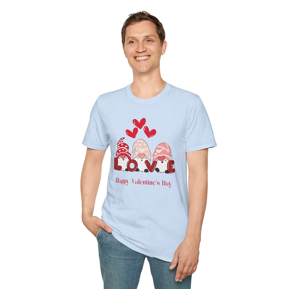 Thumbnail: Valentine Gnome Love - Valentine's Day Unisex Softstyle T-Shirt