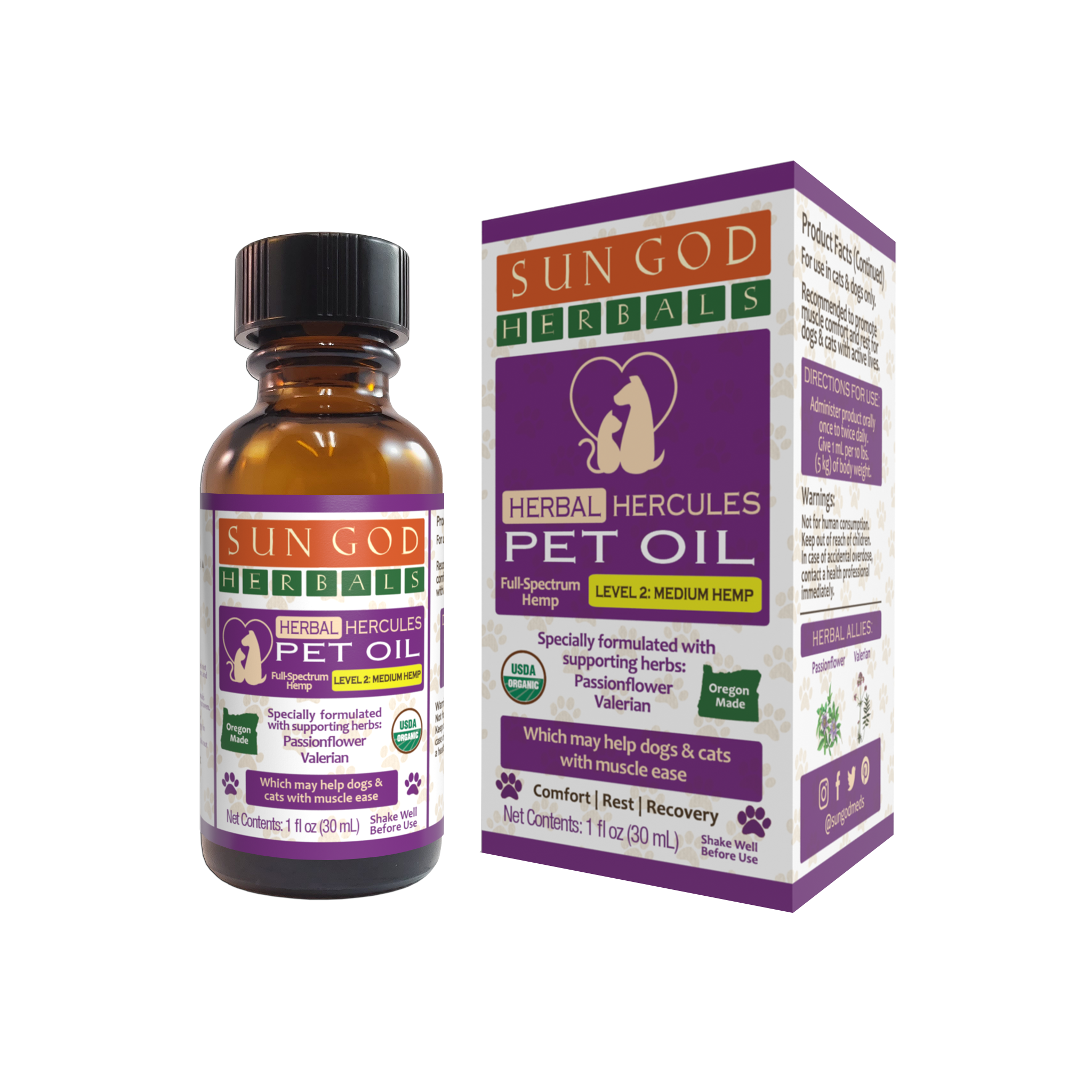 Organic Hercules Hemp Pet Oil – Herbal Support for Muscles - SALE