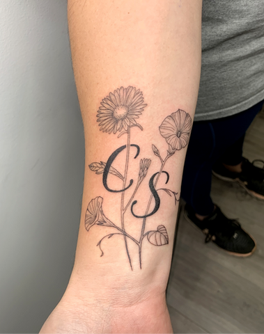 Custom Fine Line Tattoo, Floral Tattoo, Arm Tattoo