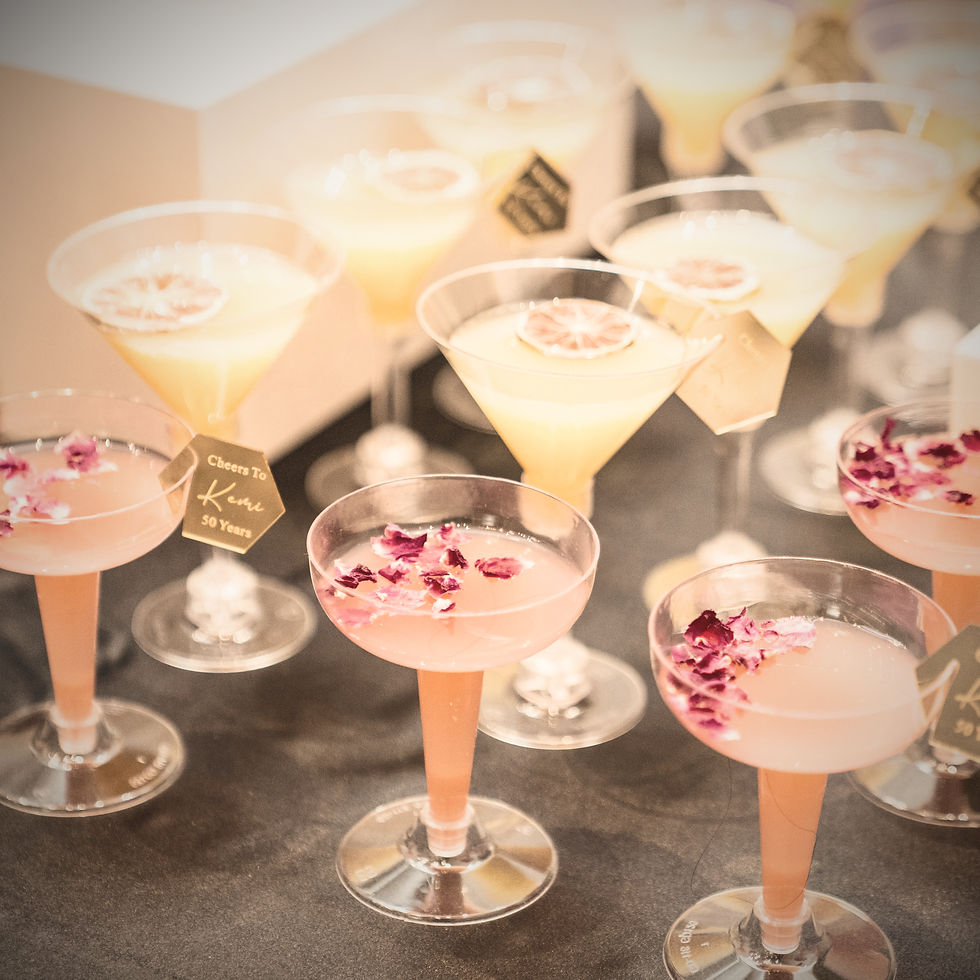 Signature mocktail presentation for a wedding cocktail hour