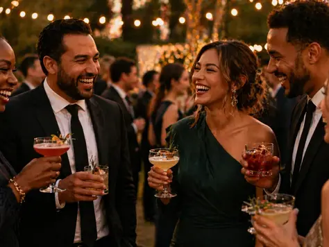 Clients enjoying signature cocktails during a corporate networking event.