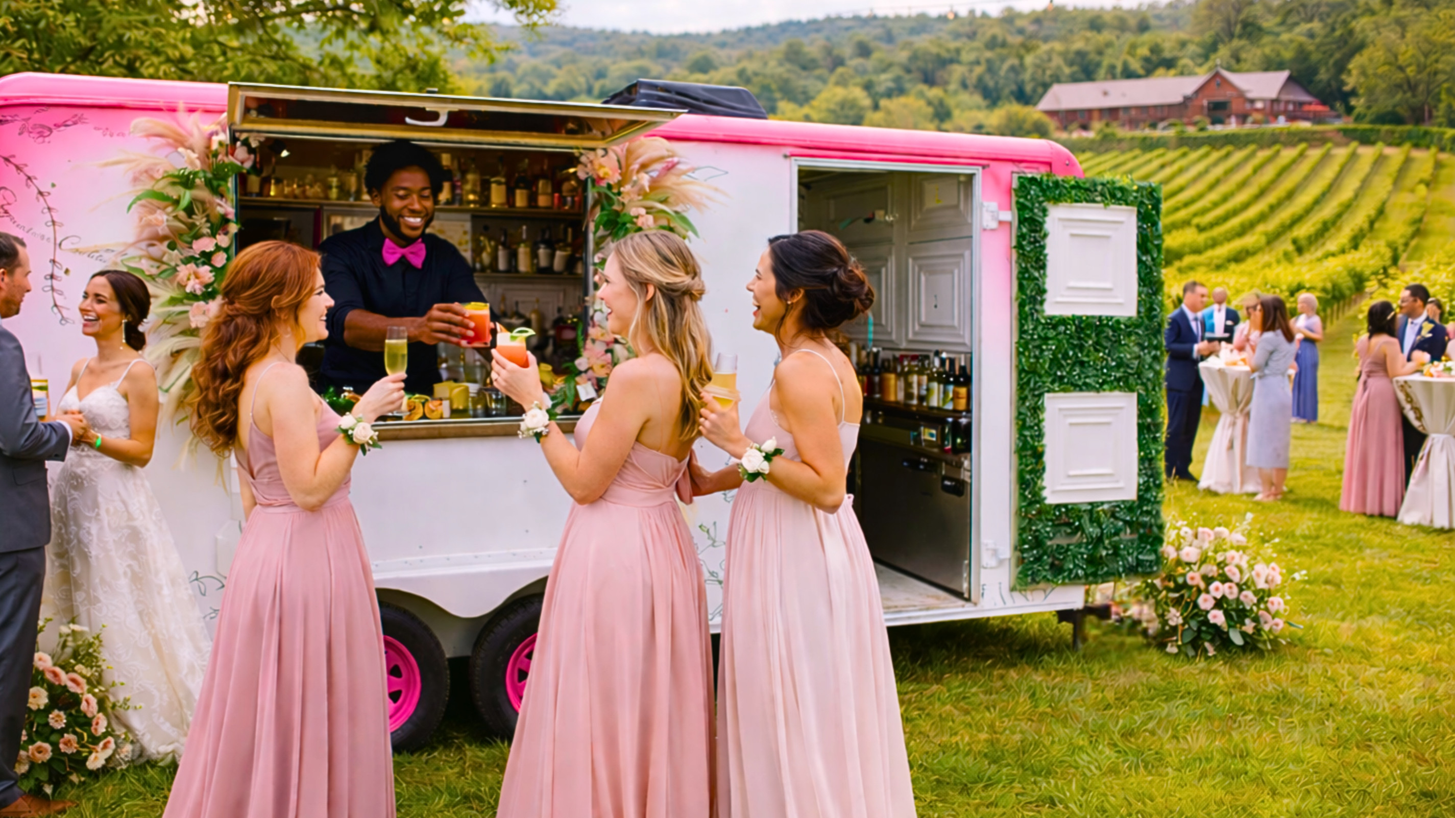 Sunny Delight citrus mocktail with cherry garnish served at a pre-wedding soiree in South Philadelphia by Royal Blush Bar