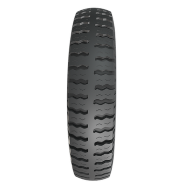 alt="vk tyre lug, 3 wheeler tyre, front view" 