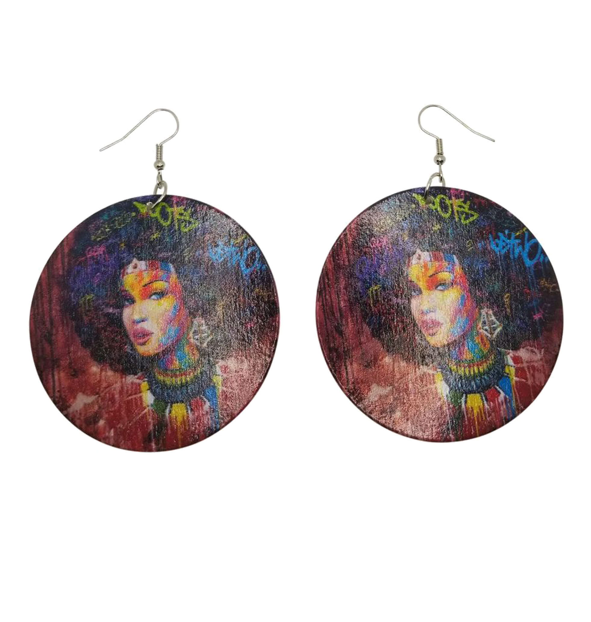 Afro Puff Graffiti Earrings