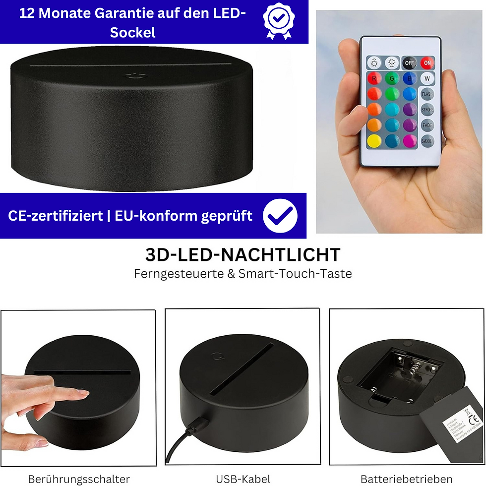Miniaturbild: LED Sockel mit USB-Anschluss – optionaler Batteriebetrieb für flexible Platzierung