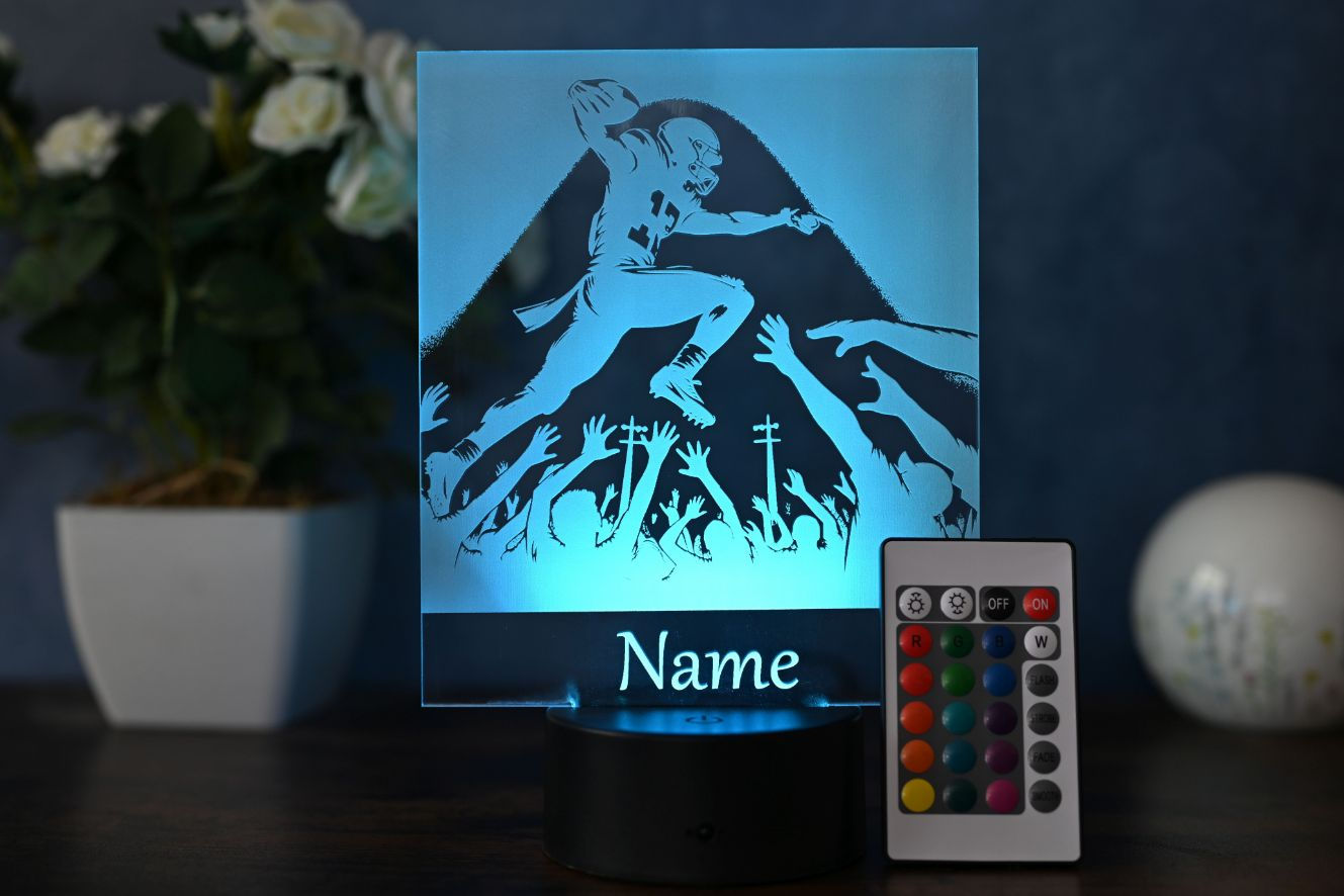 Personalisierte LED Football Lampe – American Football Geschenk, Nachtlicht