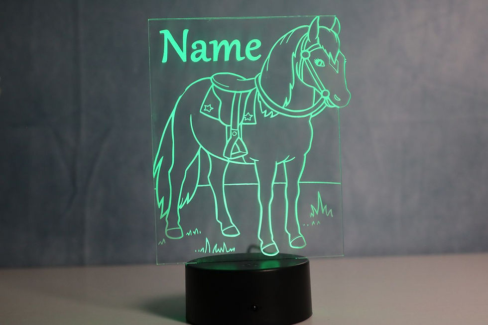 Miniaturbild: Personalisierbare LED Lampe mit dem Design Pferd von SepcialLampDesign