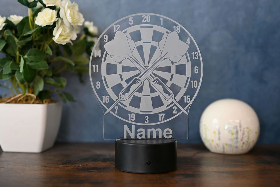 Miniaturbild: Personalisierte LED Tischlampe im Dartscheiben-Design: Dart Geschenk für Spieler