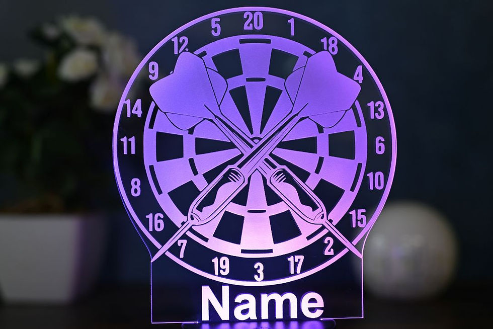 Miniaturbild: Personalisierte LED Tischlampe im Dartscheiben-Design: Dart Geschenk für Spieler