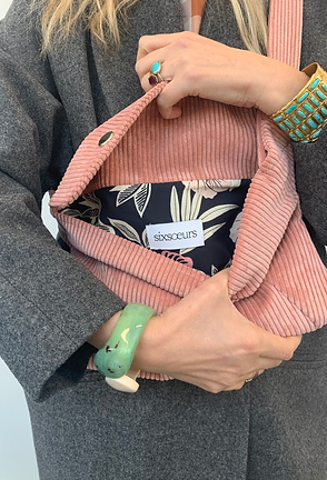 Sac banane en velours rose Bekono XL SIXSOEURS fabriqué à Paris