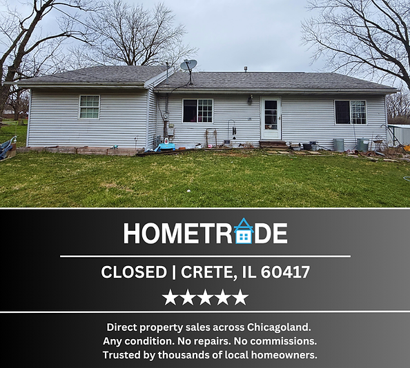 HomeTrade purchased this Crete single-family home directly from the owner prior to an out-of-state relocation. The property transferred as-is without repairs or preparing the home for sale.