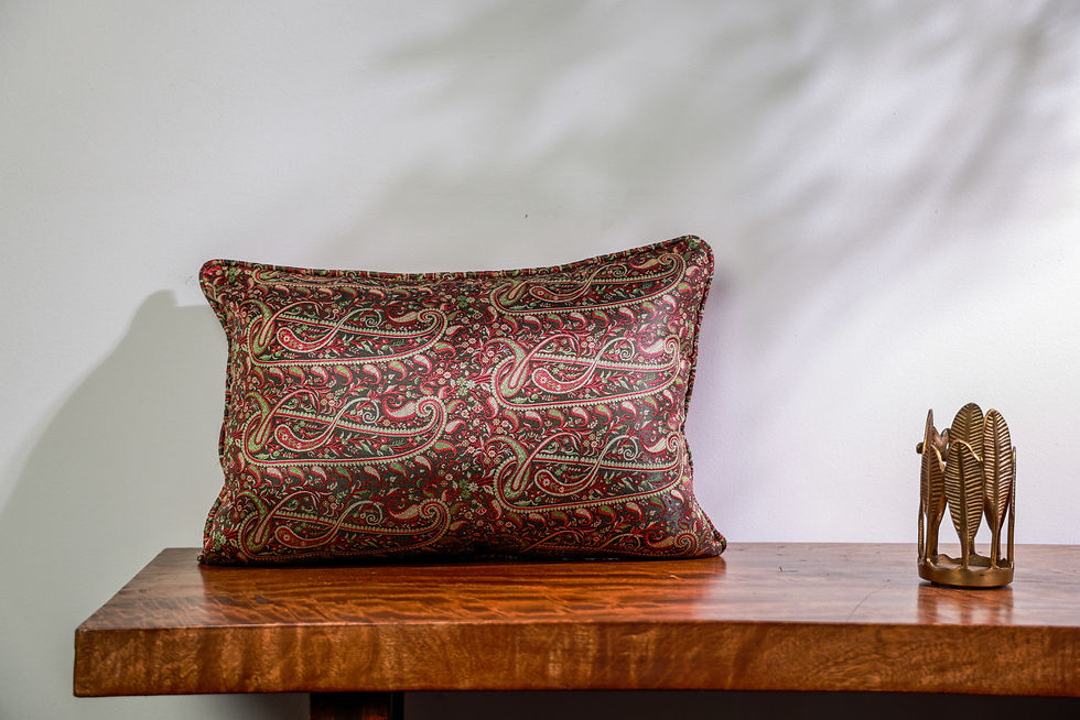 Thumbnail: Tanchoi Paisely Maroon Pure Silk Cushion Cover