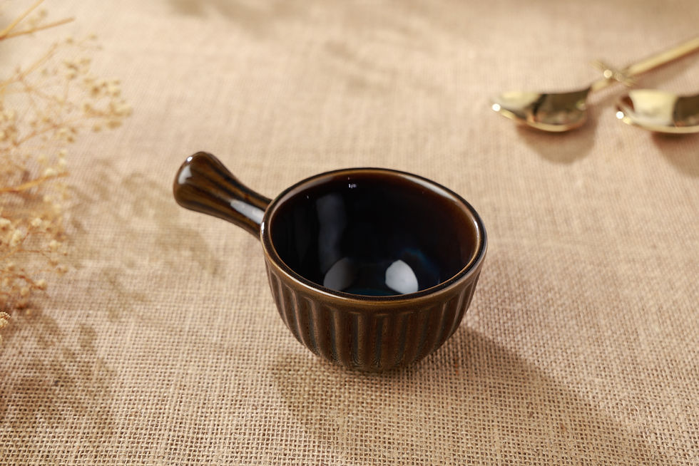 Round Ceramic Serving Bowl with Handle Purple
