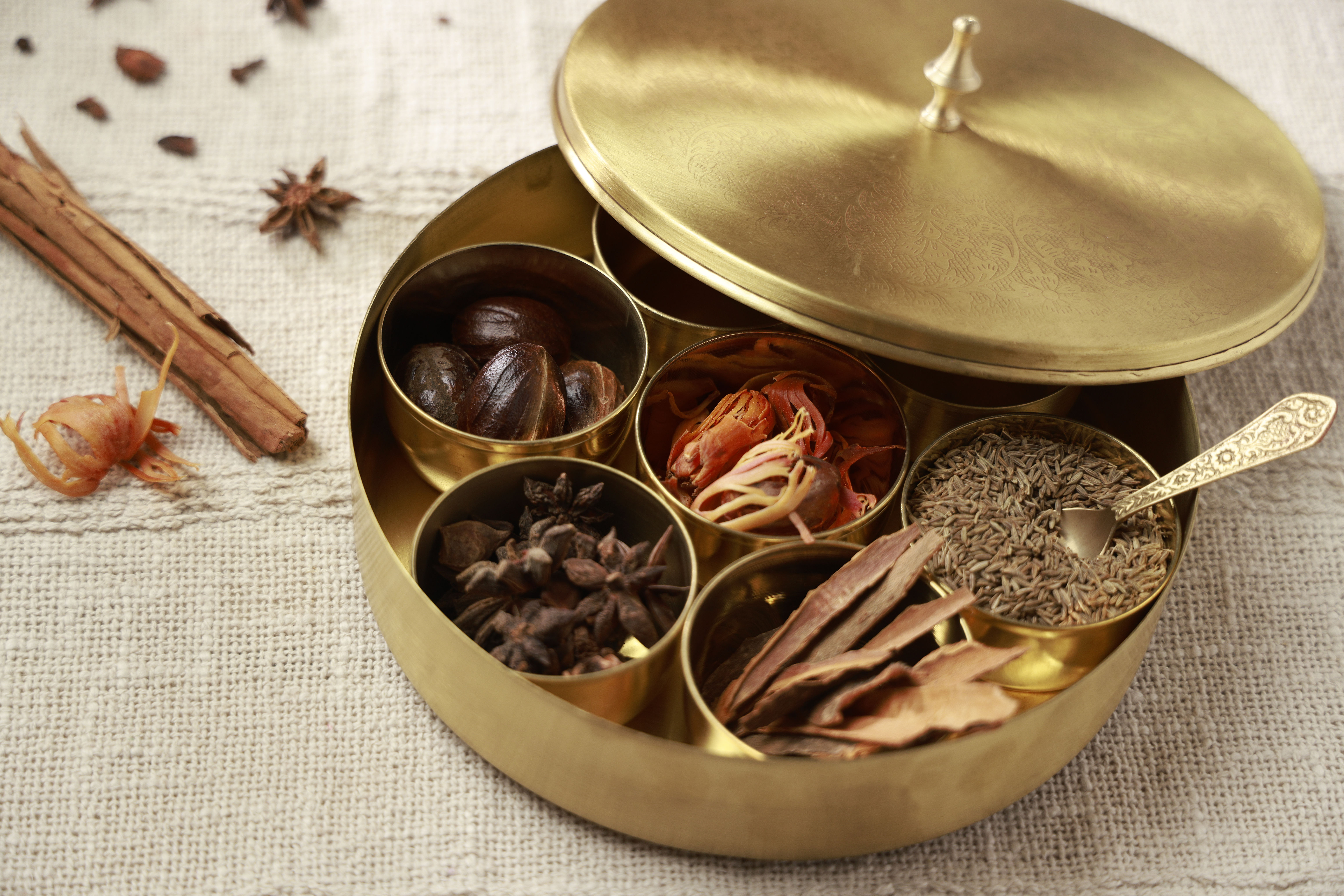 Brass Engraved Spice Box