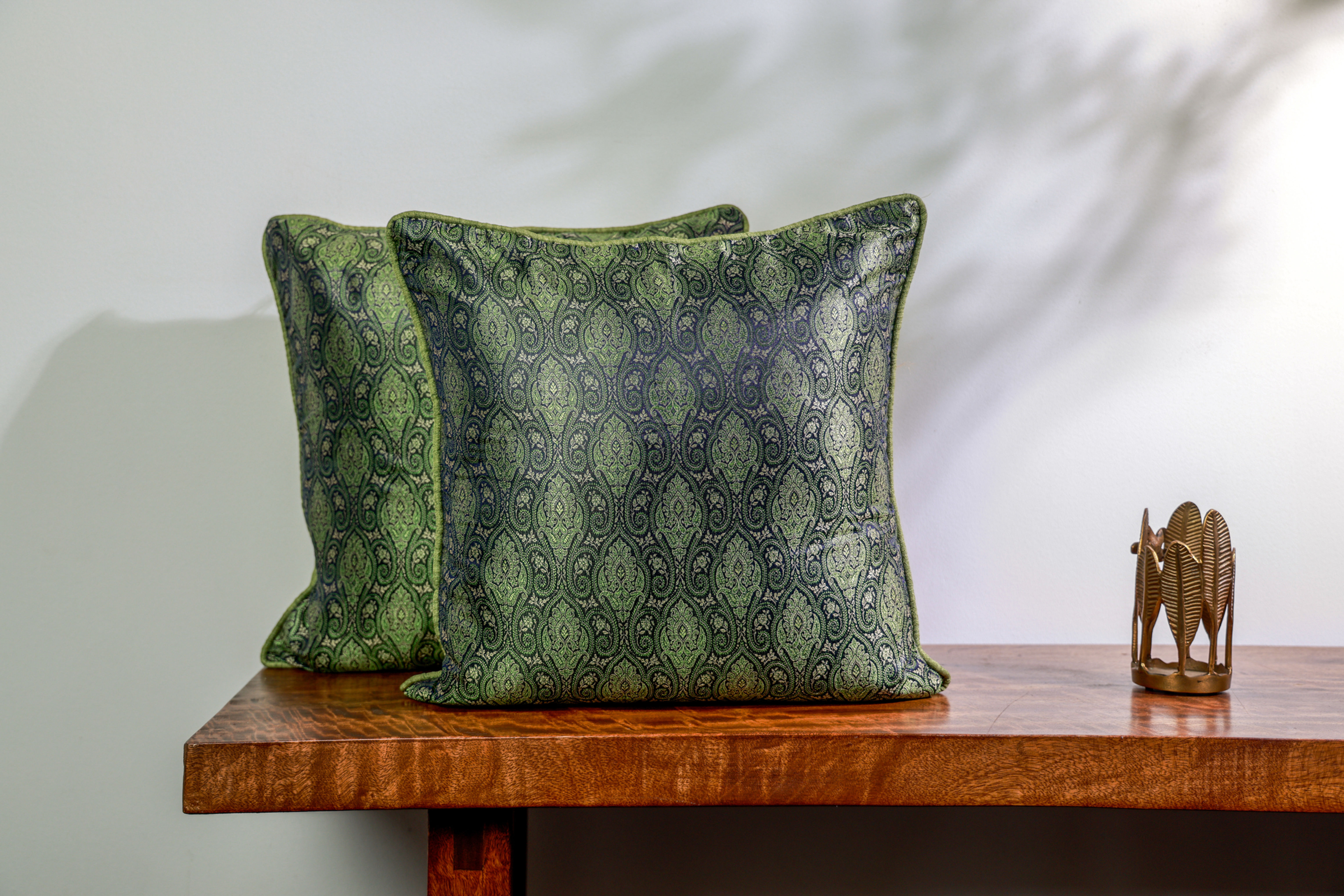 Tanchoi Paisley Emerald Green Pure Silk Cushion Cover