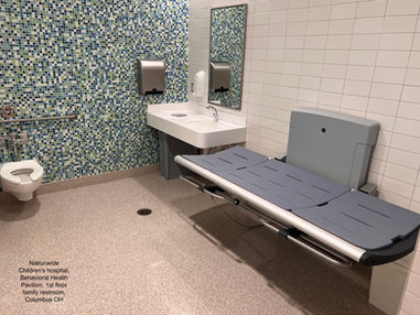 Universal changing table inside a family restroom at Nationwide Children's hospital Columbus Ohio