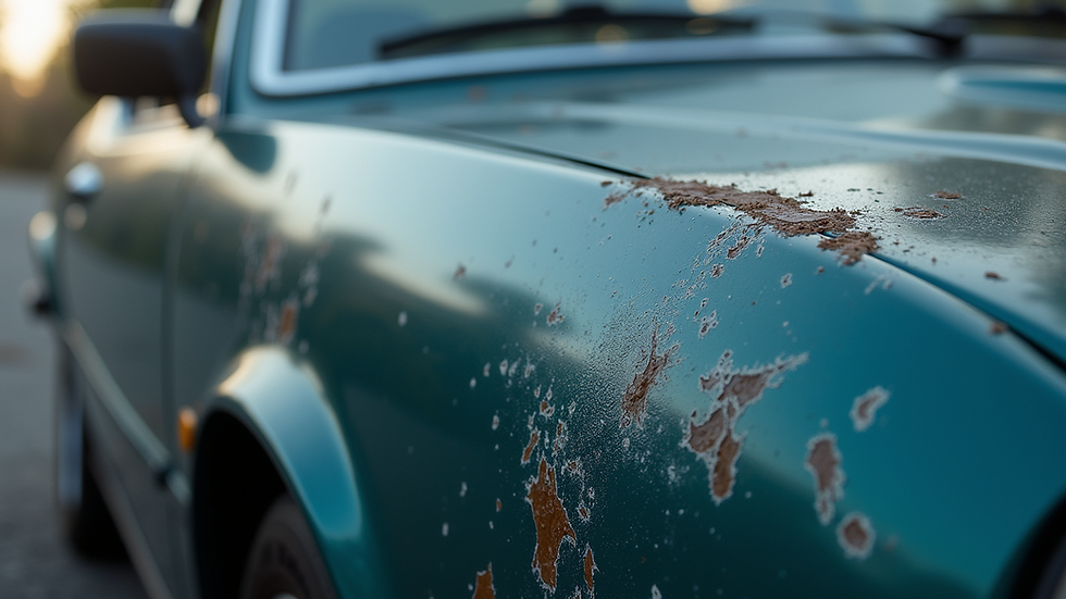 Close-up view of a car's scratched surface