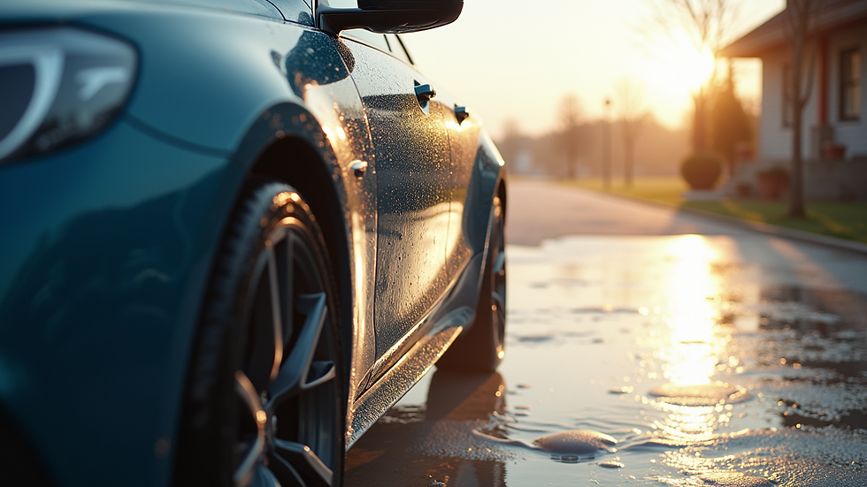 Eye-level view of a car being washed effortlessly