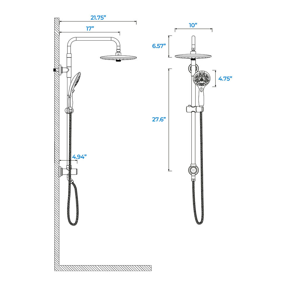 Thumbnail: Advanced 10" shower combo dimensions
