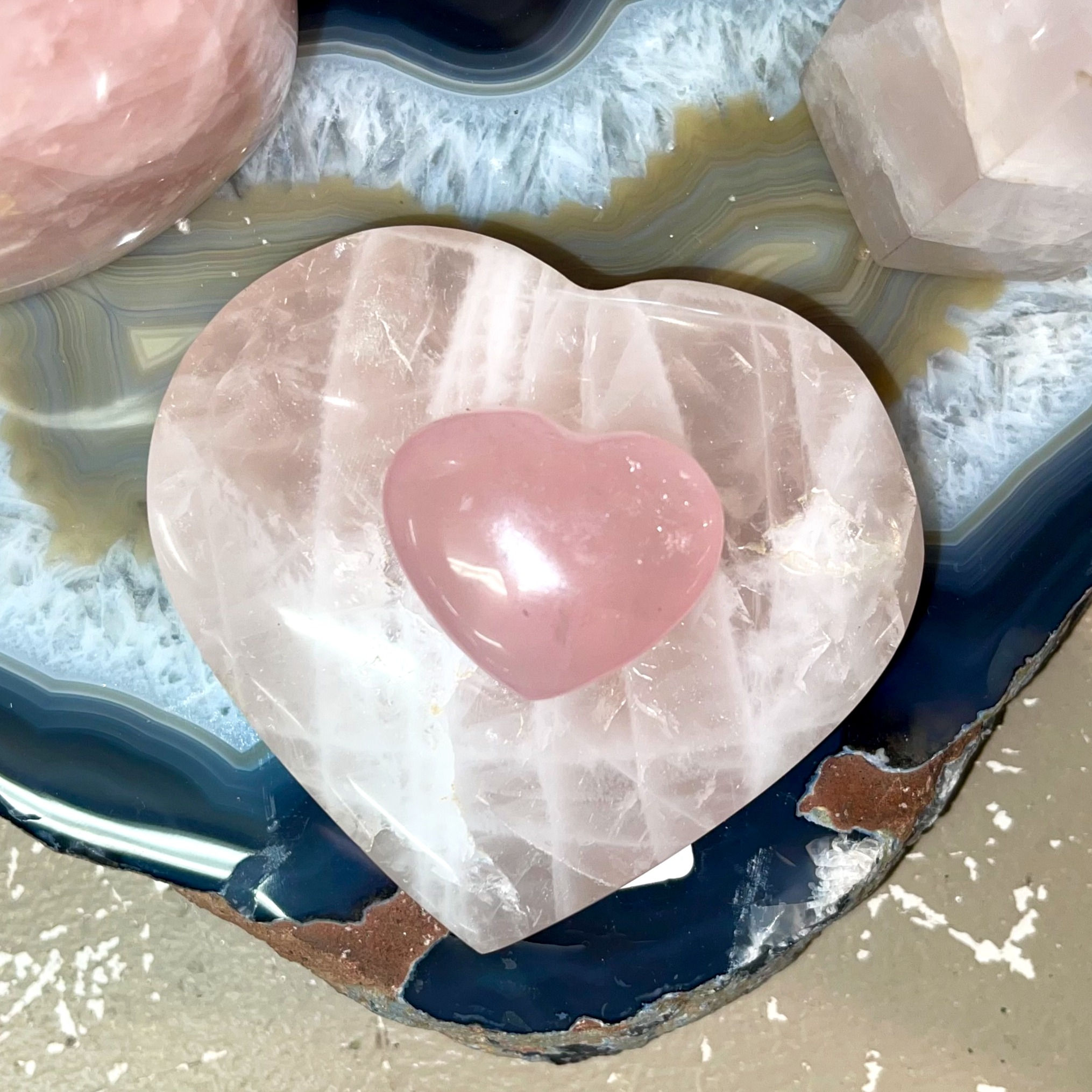 Rose Quartz Hearts Small