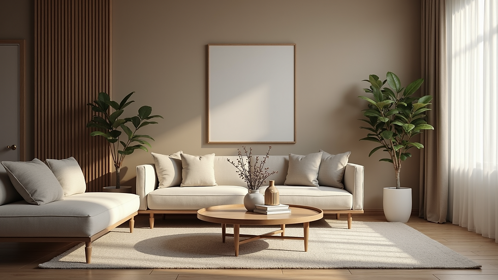 Close-up view of a beautifully staged living room