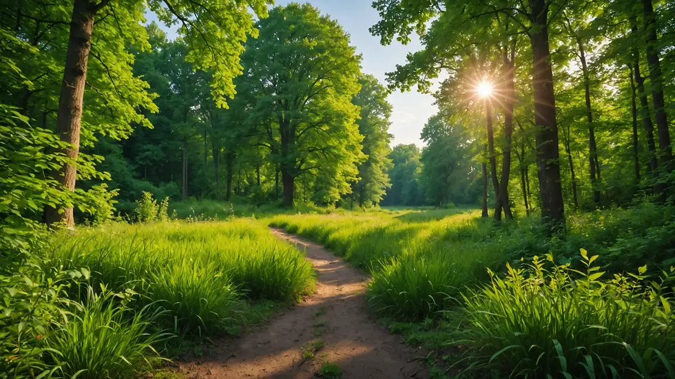 Wide angle view of the lush landscapes in Lapeer State Game Area