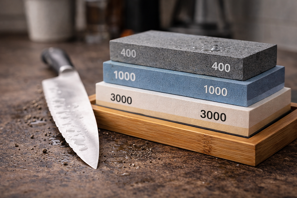 diferentes granos de las piedras de afilar