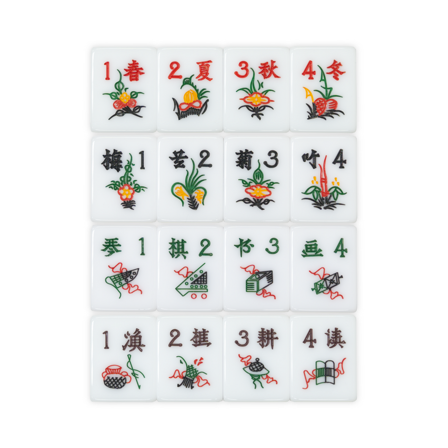 Consort flower tiles from the MY Dòufu mahjong set.