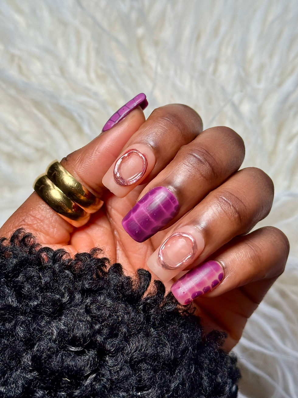 Thumbnail: Purple Matte Croc Print 3D Chrome Press on Nails