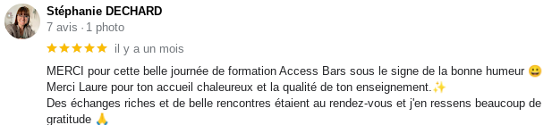 formation bien-être classe access bars oise bonne humeur accueil chaleureux qualité enseignement échanges riches belles rencontres rendez-vous gratitude