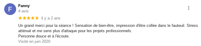 témoignage de fanny bien-être, douce et à l'écoute, access bars, l'or douce énergéticienne
