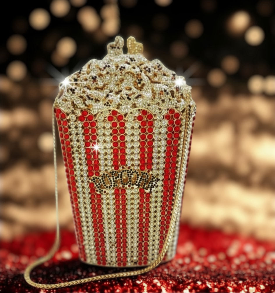 Popcorn Bucket Rhinestone Statement Bag