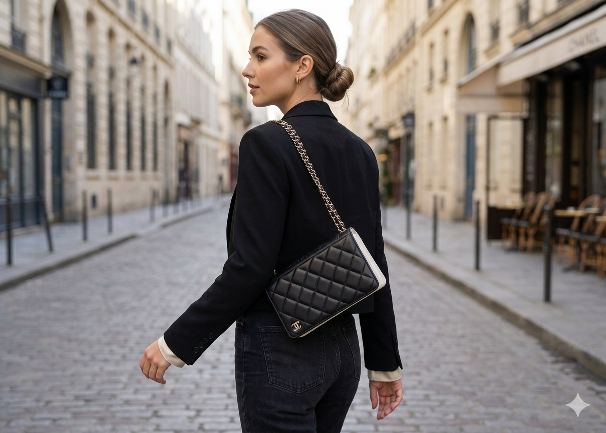 Chanel Lambskin Quilted Book Wallet on Chain