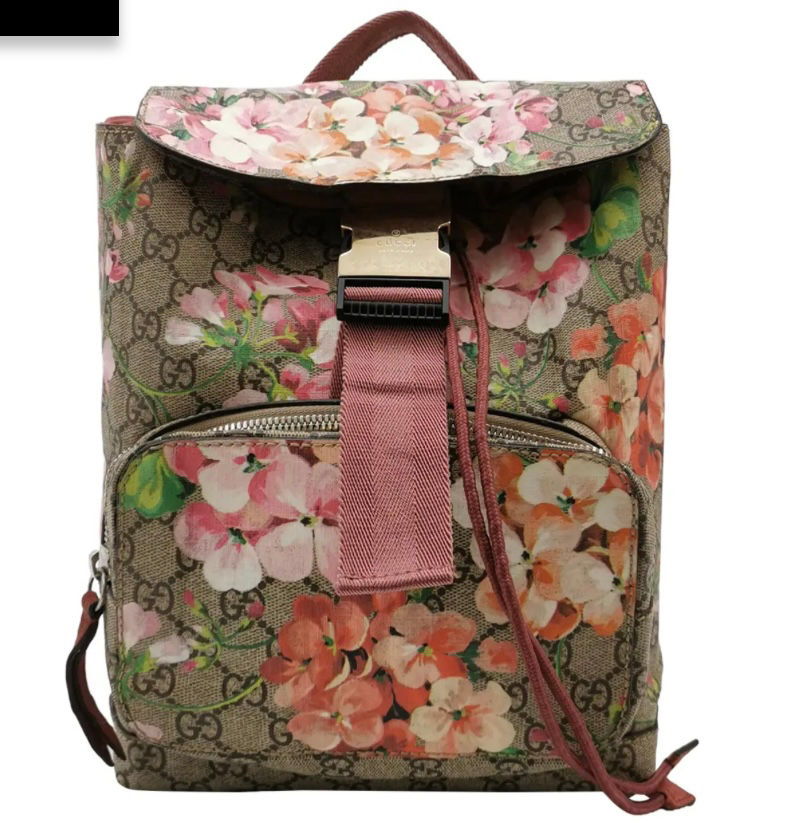 Gucci GG Blooms Pink Floral Canvas Backpack Front View
