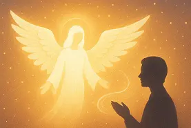 Was ist ein Channeling ? Channelingbotschaft wird von einem spirituellen Medium empfangen auf spirituellem Hintergrund mit Engel oder Erzengel in der universellen Energie und Spiritualität darstellend.