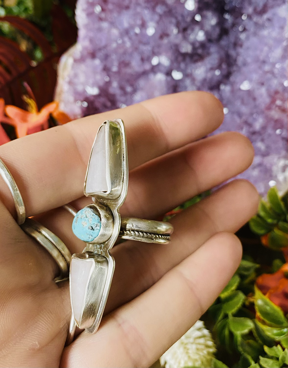 Thumbnail: Rustic Rose Quartz + Turquoise Ring