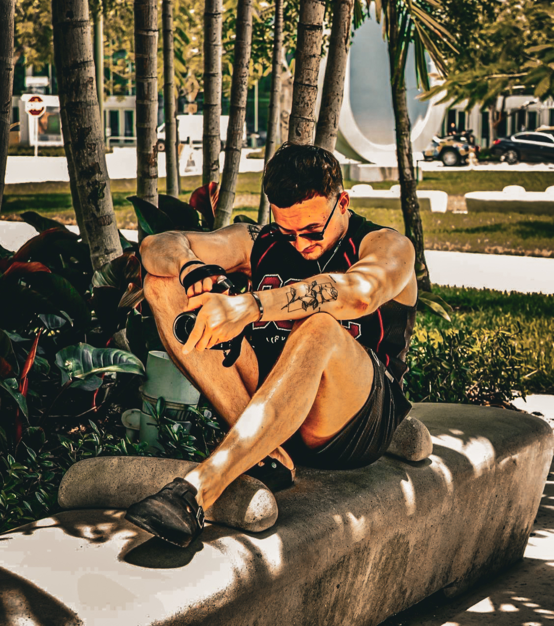 man taking photos on fujifilm camera