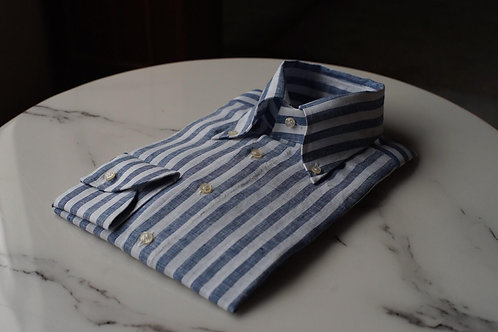 Blue Linen Bold striped Shirt 