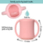 Thumbnail: Pink sippy cup with measurements, perfectly sized for tiny hands. Holds 6oz.