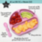 Thumbnail: Pink plate with food and text, Silicone Leak-Proof Bento Box - Purple, details and benefits.