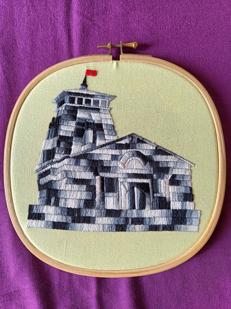 Kedarnath temple Hand Embroidered artwork hoop