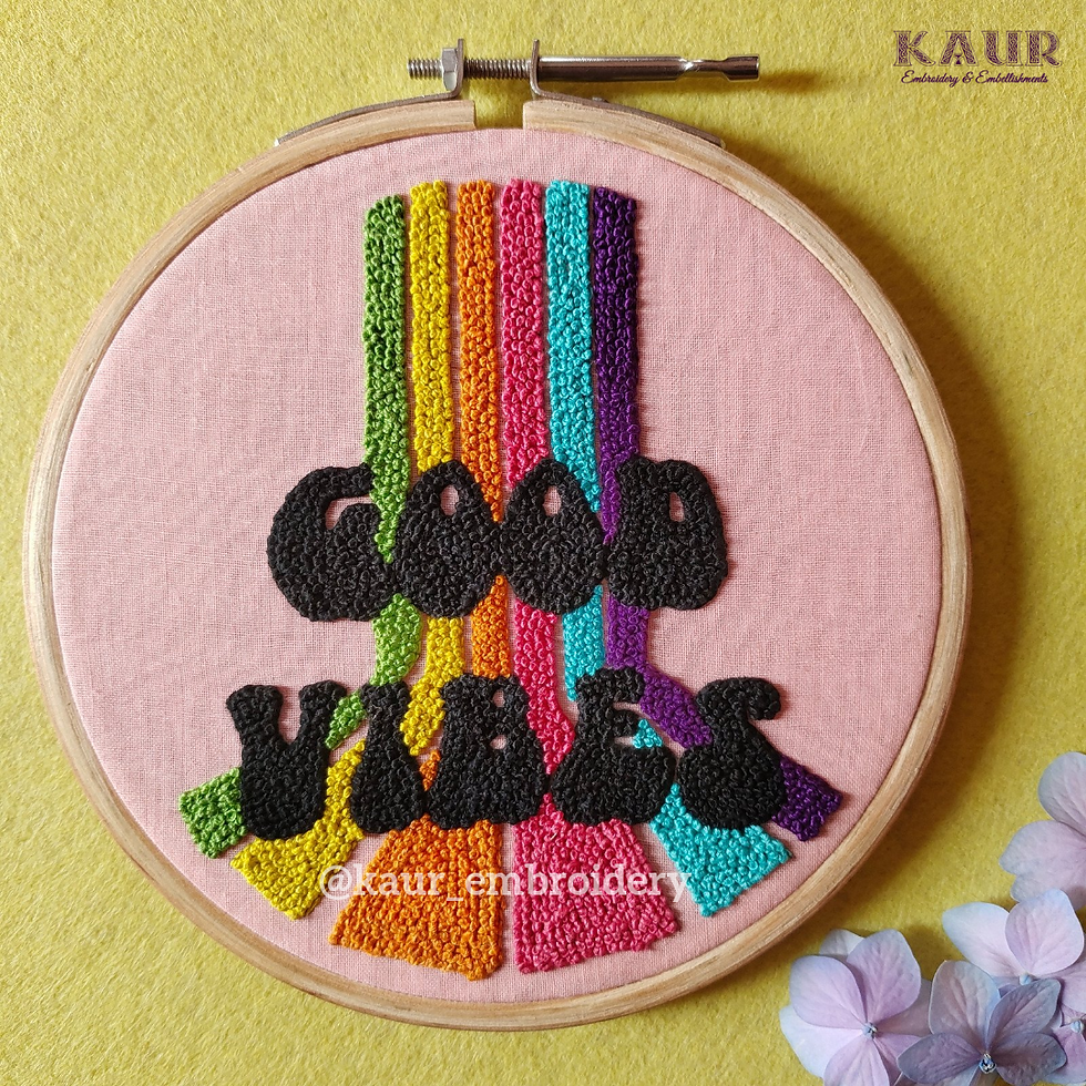 Goodvibes Hand Embroidered artwork hoop