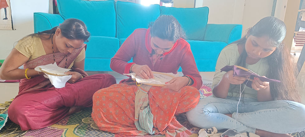 Nashik Village women Hand Embroidered artwork hoop