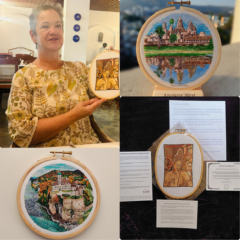 BOUTIQUE LUXURY TRAVEL COMPANY gifts their special clients our hand embroidered artworks