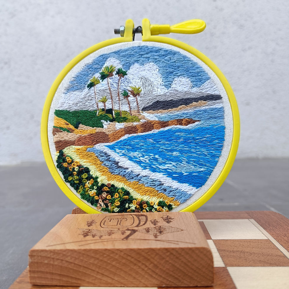 California Dreamin Hand Embroidered artwork hoop